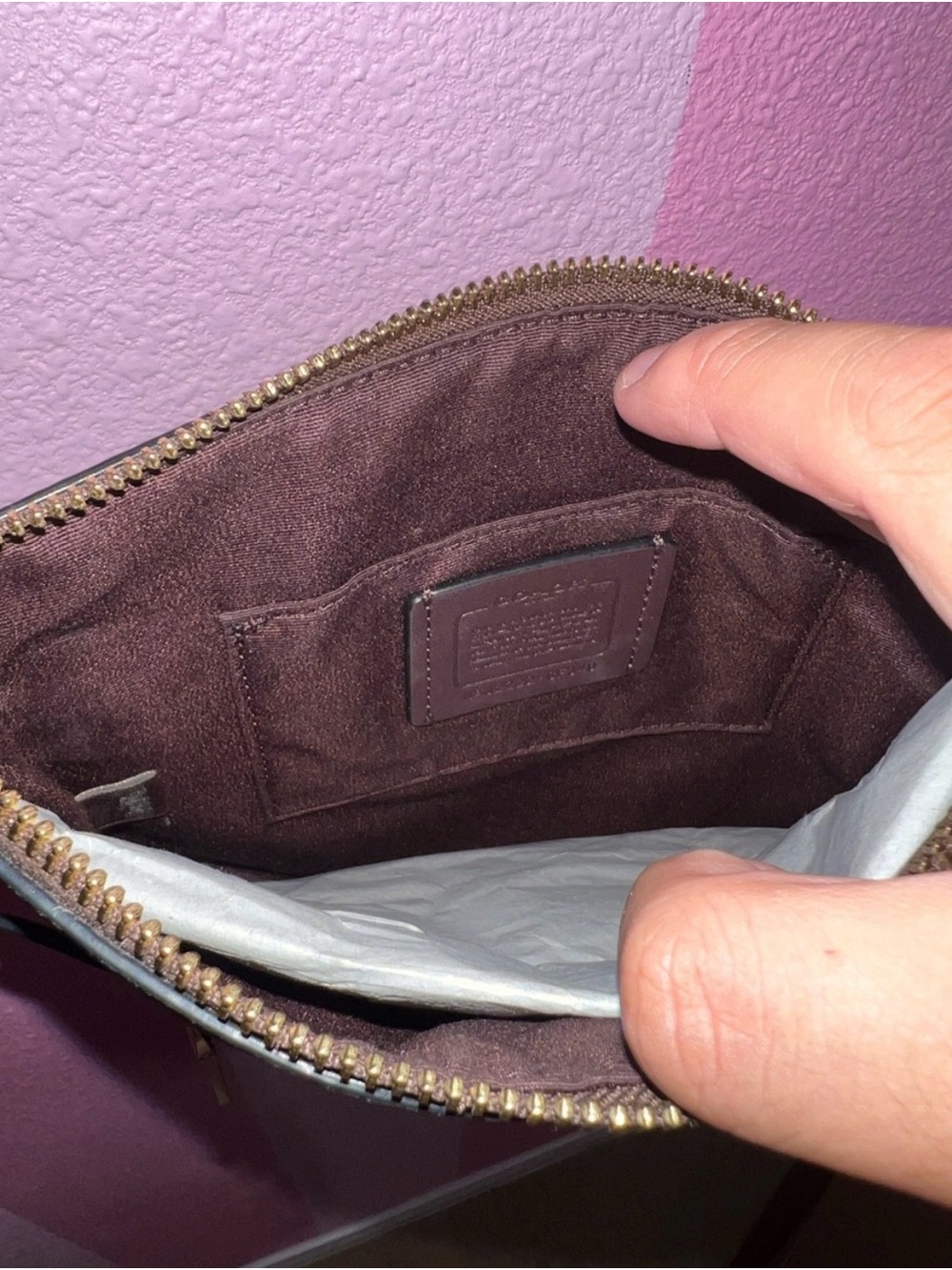 Coach Brown & Black Signature Crossbody Bag with Gold Hardware - Picture 3 of 5